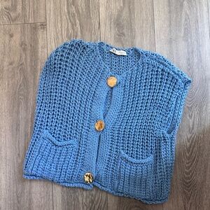 Zara Chunky Blue Knit Sweater